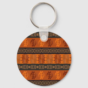 Ethnic african tribal pattern.Adinkra symbol. Key Ring