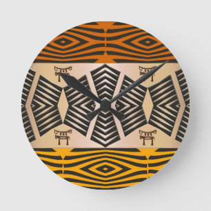 ethnic african tribal pattern round clock