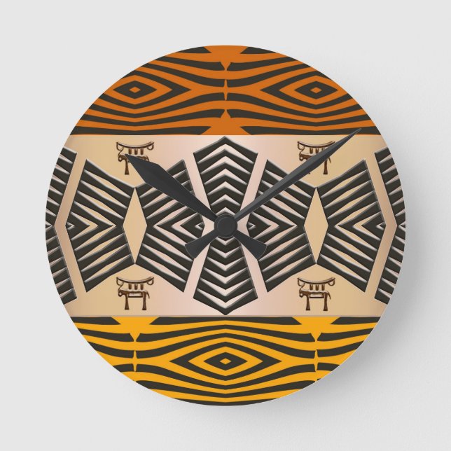 ethnic african tribal pattern round clock (Front)