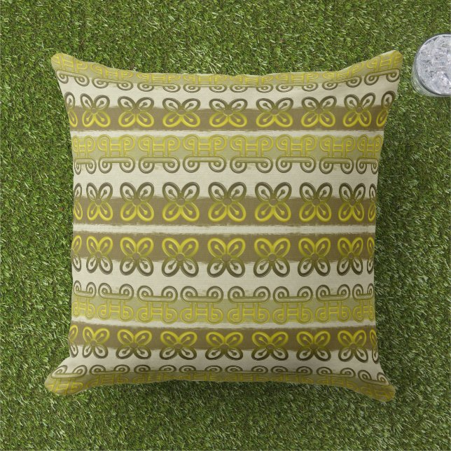 Ethnic african tribal pattern with Adinkra simbols Cushion (Grass)