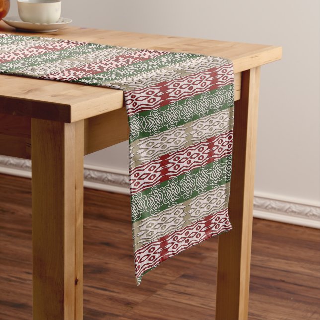 Ethnic African Tribal Stripes pattern Long Table Runner (In Situ)