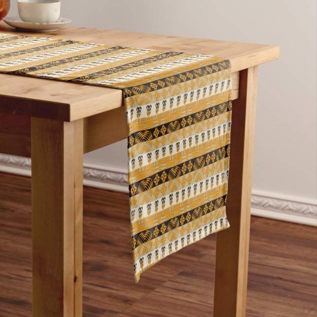 Ethnic African Tribal Stripes Pattern Short Table Runner (In Situ)