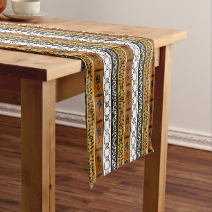Ethnic African Tribal Stripes Short Table Runner