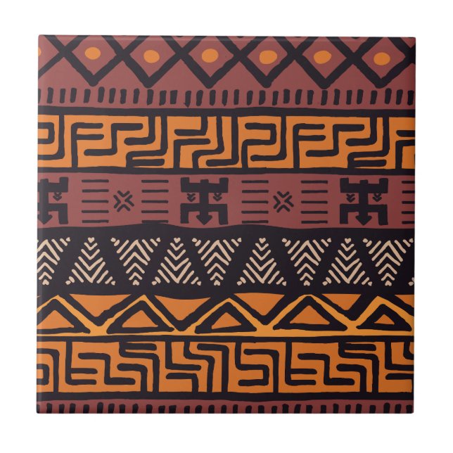 Ethnic African Vibes In Bohemian Style Ceramic Tile (Front)