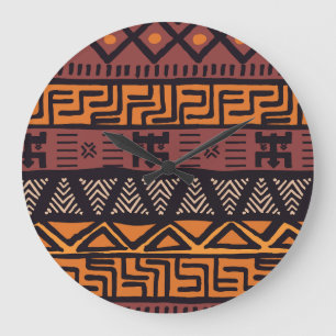 Ethnic African Vibes In Bohemian Style Large Clock