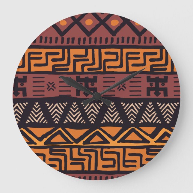 Ethnic African Vibes In Bohemian Style Large Clock (Front)