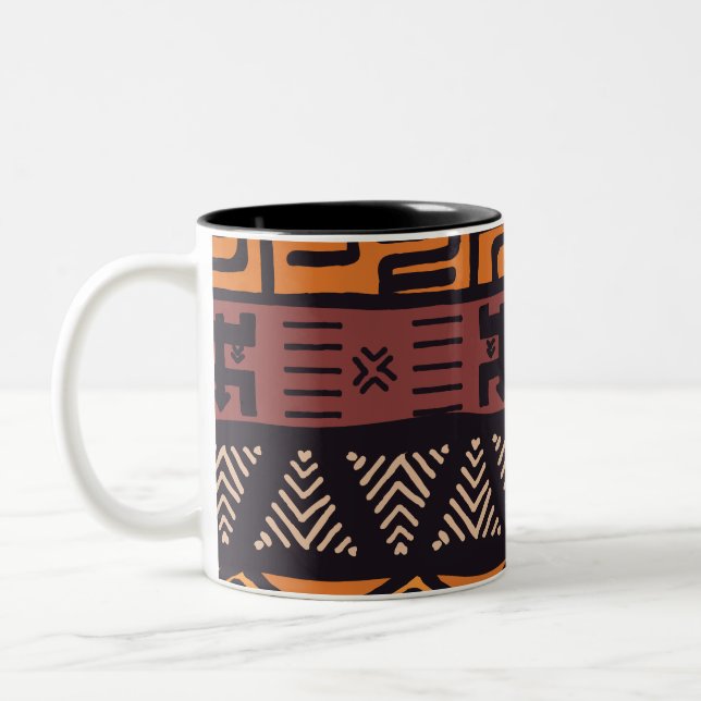 Ethnic African Vibes In Bohemian Style Two-Tone Coffee Mug (Left)