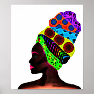 Ethnic African woman with a colourful turban Poster