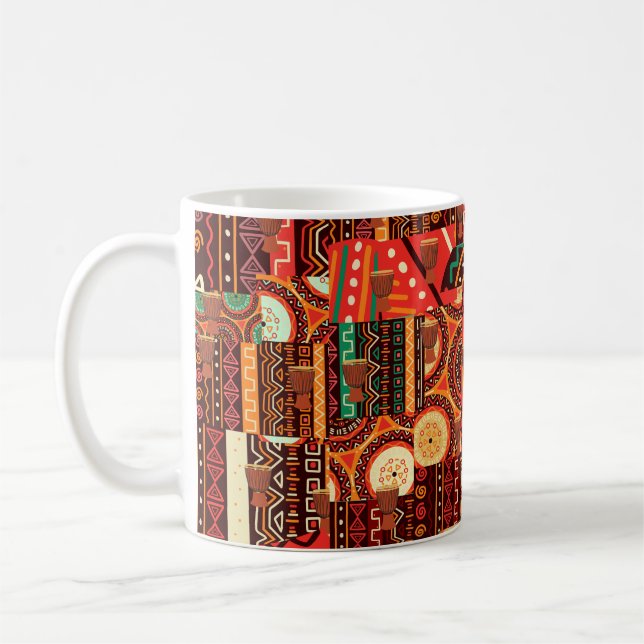 Ethnic Afrocentric Kente Tribal Pattern Coffee Mug (Left)