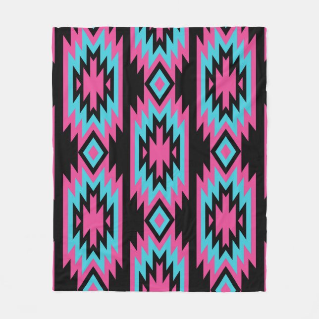 Ethnic American Indian: Aztec Motifs. Fleece Blanket (Front)