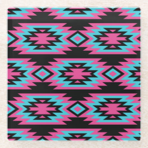 Ethnic American Indian: Aztec Motifs. Glass Coaster