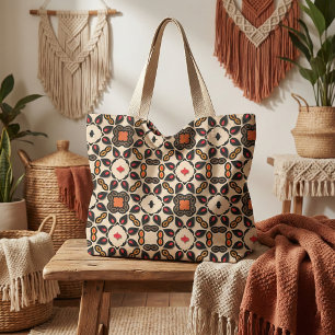 Ethnic Arabesque Geometric Boho Chic Pattern Fabric