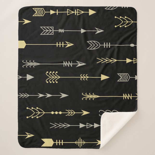 Ethnic Arrow: Seamless Pattern Design Sherpa Blanket (Front)