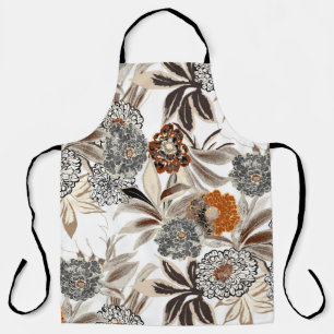 Ethnic art flowers and leaves illustration pattern apron