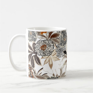 Ethnic art flowers and leaves illustration pattern coffee mug