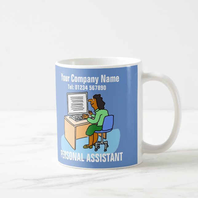 Ethnic Asian Personal Assistant at Computer. Coffee Mug (Right)