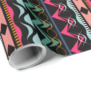 Ethnic Aztec Tribal Bright Colourful Pattern Wrapping Paper