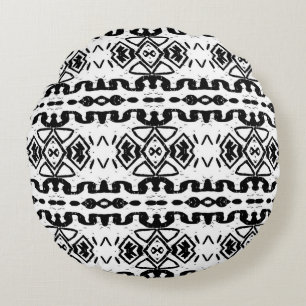 Ethnic Aztec, Vintage Striped Pattern. Round Cushion