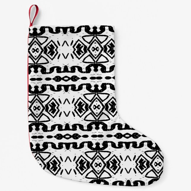 Ethnic Aztec, Vintage Striped Pattern. Small Christmas Stocking (Front)