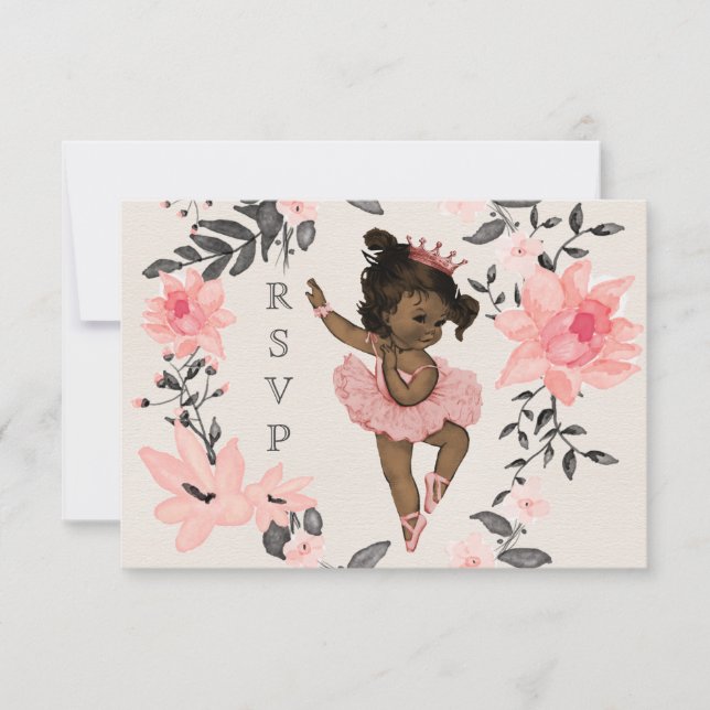 Ethnic Baby Ballerina Watercolor Wreath RSVP (Front)