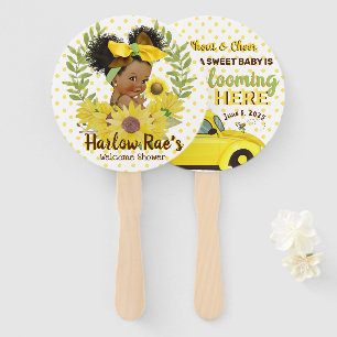 Ethnic Baby Girl   Yellow Sunflower Baby Shower Ha Hand Fan
