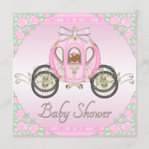 Ethnic Baby Princess Coach Pink Roses Baby Shower Invitation