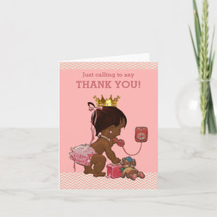 Ethnic Baby Princess Ringing To Say Thank You Card