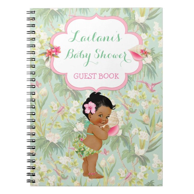 Ethnic Baby Tropical Hawaiian Shower Guest Book (Front)