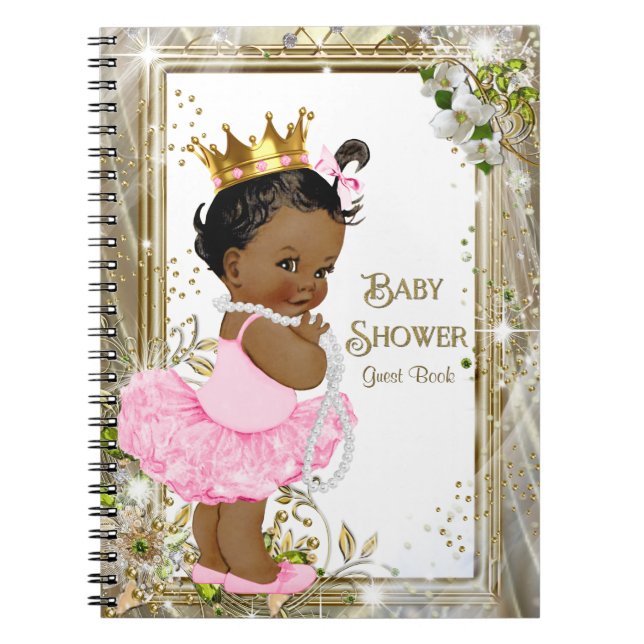 Ethnic Ballerina Princess Baby Shower Guest Book (Front)