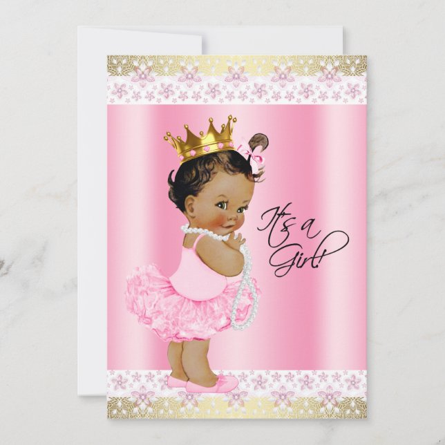 Ethnic Ballerina Tutu Baby Girl Shower Invitation (Front)