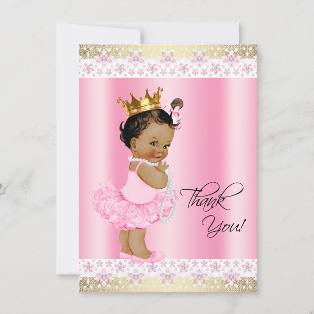 Ethnic Ballerina Tutu Baby Girl Thank You Card (Front)
