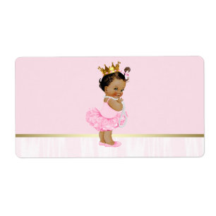 Ethnic Ballerina Tutu Baby Shower Water Bottle
