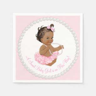 Ethnic Ballerina Tutu Pearl Baby Shower Napkin