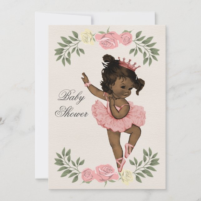 Ethnic Ballerina Vintage Roses Laurels Baby Shower Invitation (Front)