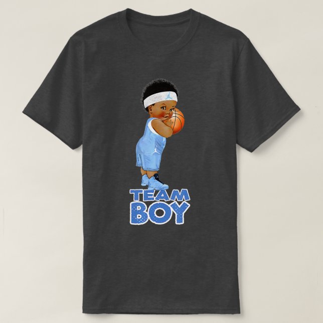 Ethnic Basketball Team Boy Baby Gender Reveal  T-Shirt (Design Front)