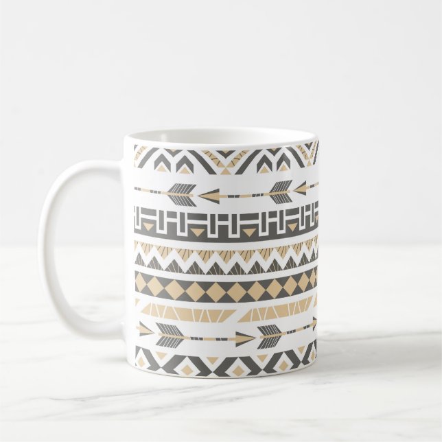 Ethnic Beige Seamless: Vintage Pattern Coffee Mug (Left)