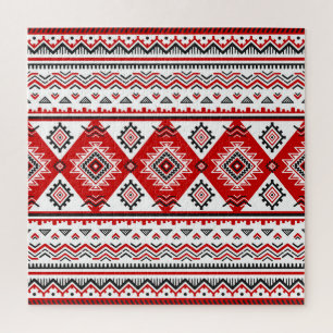 Ethnic black white red, Ukrainian motifs. Jigsaw Puzzle