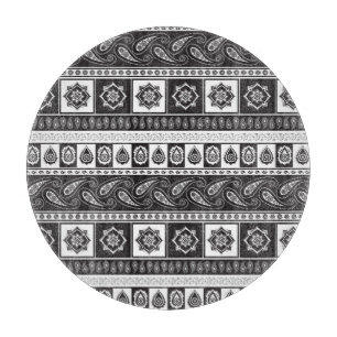 Ethnic Black White: Timeless Pattern Cutting Board