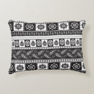 Ethnic Black White: Timeless Pattern Decorative Cushion