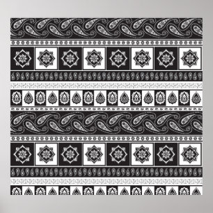 Ethnic Black White: Timeless Pattern Poster