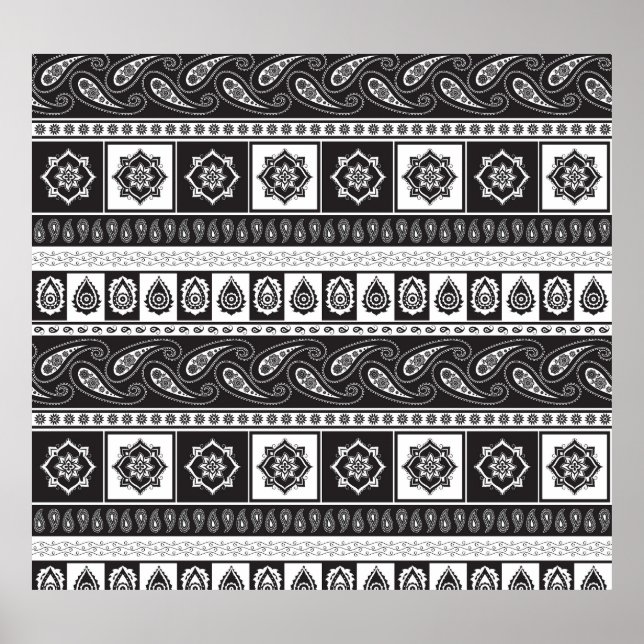 Ethnic Black White: Timeless Pattern Poster (Front)