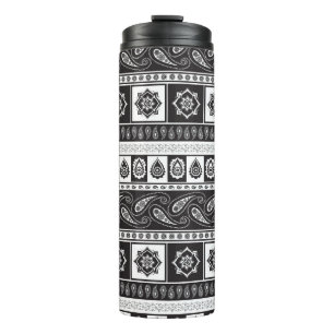 Ethnic Black White: Timeless Pattern Thermal Tumbler