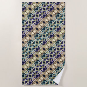 Ethnic blue, beige ikat  beach towel