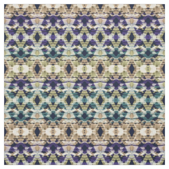 Ethnic blue, beige ikat  fabric (Swatch)