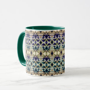 Ethnic blue, beige ikat  mug