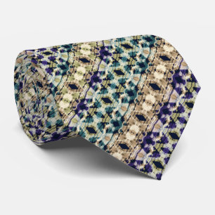 Ethnic blue, beige ikat tie