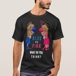 Ethnic Blue vs Pink Boxing Babies Gender Reveal T- T-Shirt