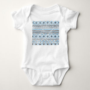 Ethnic blue, white seamless background. baby bodysuit
