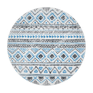 Ethnic blue, white seamless background. cutting board