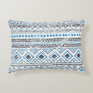 Ethnic blue, white seamless background. decorative cushion